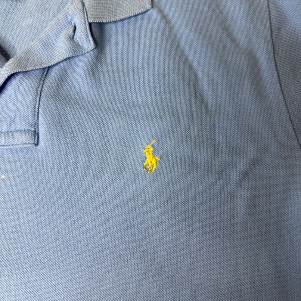 Polo Ralph Lauren BoysXL18-20 Light BlueShortSleeve Pique Polo Shirt Yellow Pony